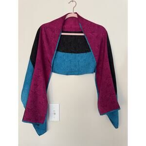 Vintage Echo Silk Scarf 17 X 60 Blue Maroon Black